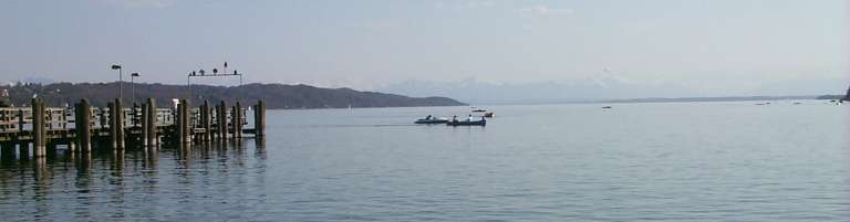 Looking over the Starnberger See with the Alps in the background