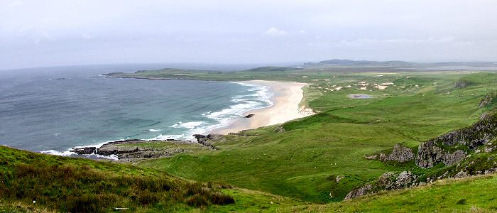 Coul Point on the left, Machir Bay in the centre, Loch Gorm on the right Picture with a panoramic view over Machir Bay