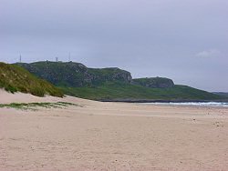 My destination in the background: The top of the cliffs Picture of Machir Bay