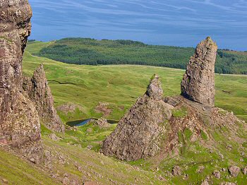 The Old Man of Storr seen from The Storr Picture of walkers of the Old Man of Storr