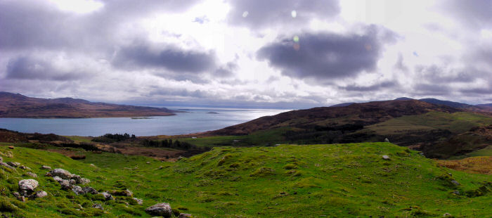 Panoramic picture of the view from D&ugrave;n Bhorariac