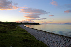 Picture of a rocky beach in the late evening light